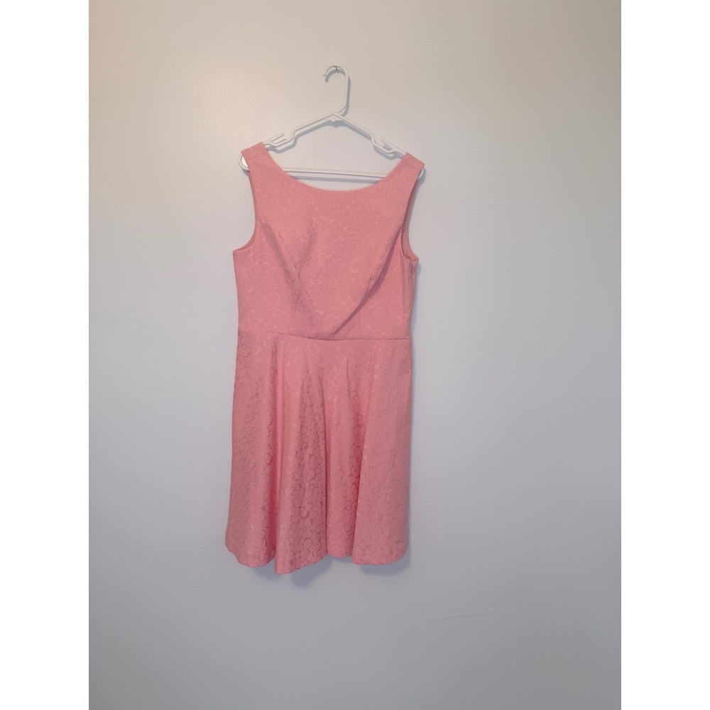 Betsey Johnson Pink Floral Jacquard V-Back Fit & Flare Dress Size 14